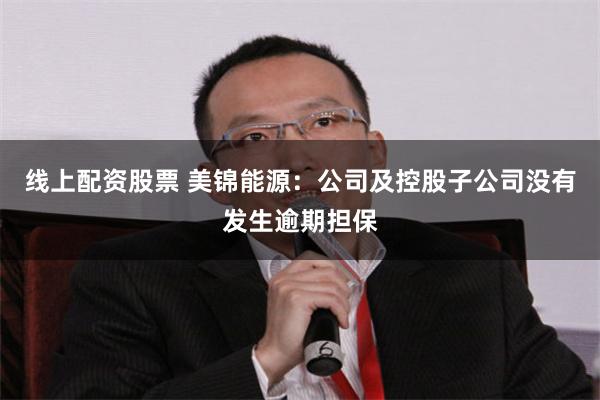 线上配资股票 美锦能源：公司及控股子公司没有发生逾期担保