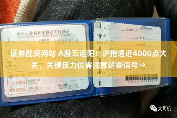 证券配资网站 A股五连阳！沪指逼近4000点大关，关键压力位需注意这些信号→