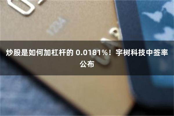 炒股是如何加杠杆的 0.0181%!宇树科技中签率公布