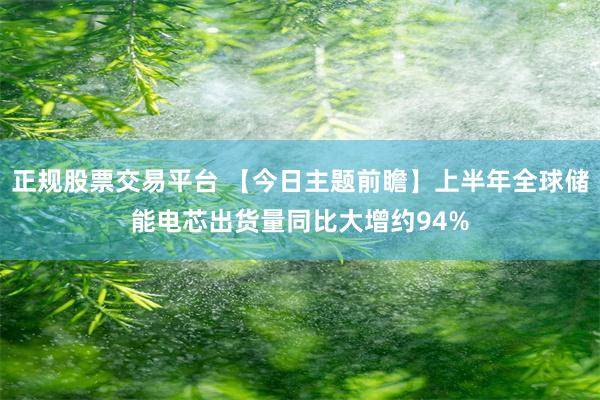 正规股票交易平台 【今日主题前瞻】上半年全球储能电芯出货量同比大增约94%
